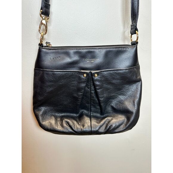 Tignanello Women's Black Genuine Leather Adjustable Strap Zipper Crossbody Bag - Picture 5 of 11